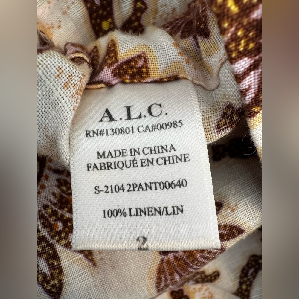 A.L.C. Malcolm Linen Floral Paperbag Shorts, Size 2 - Picture 5 of 10